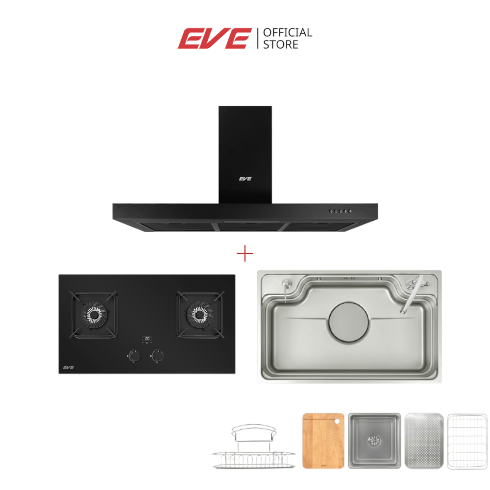 [HOMEPRO EXCLUSIVE] ชุดเซตเครื่องดูดควันติดผนัง EVE รุ่น HC-SHADOW-90 PLUS 90CM + เตาแก๊ส 2 หัว แบบฝัง ฐานกระจก EVE รุ่น HB73-B789G/BG PLUS 73 CM + ซิงค์ล้างจานสแตนเลส 1 หลุม EVE รุ่น JUMBO PLUS 780/480 78 CM_11